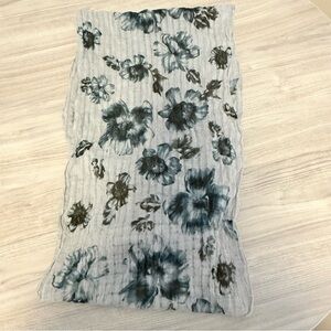 J. Jill Spring Blue Gray Lightweight Floral Crinkle Scarf